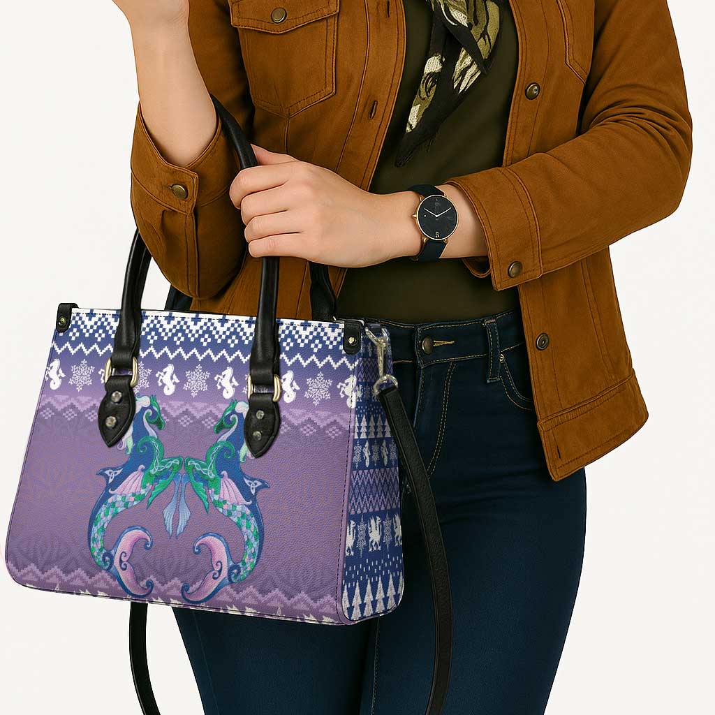 Carmarthenshire Wales Christmas Leather Bag Heraldic Sea-Horse Celtic Design - Wonder Print Shop