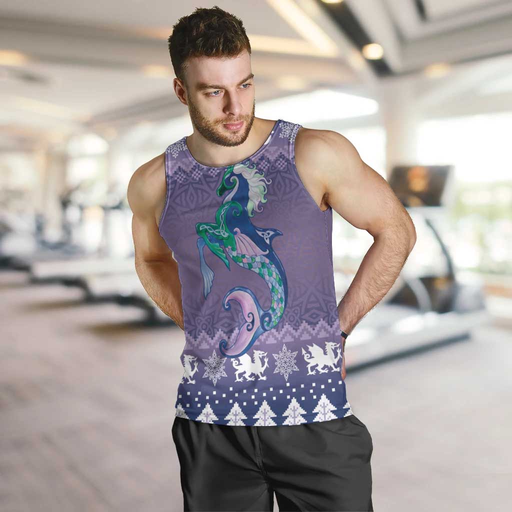 Carmarthenshire Wales Christmas Men Tank Top Heraldic Sea-Horse Celtic Design - Wonder Print Shop