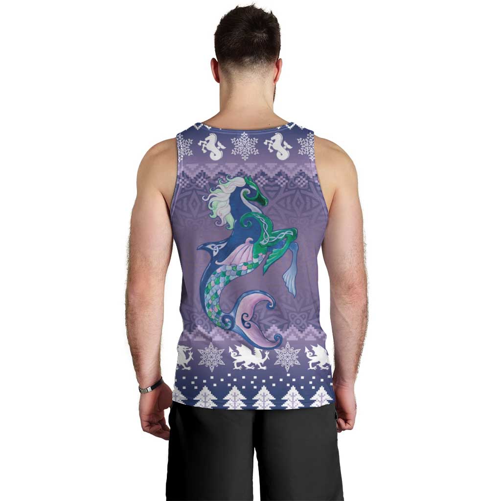 Carmarthenshire Wales Christmas Men Tank Top Heraldic Sea-Horse Celtic Design - Wonder Print Shop
