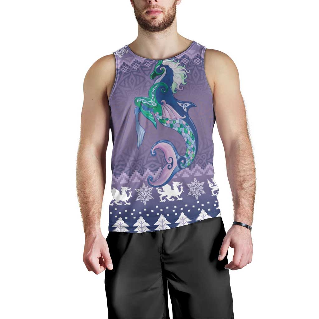Carmarthenshire Wales Christmas Men Tank Top Heraldic Sea-Horse Celtic Design - Wonder Print Shop