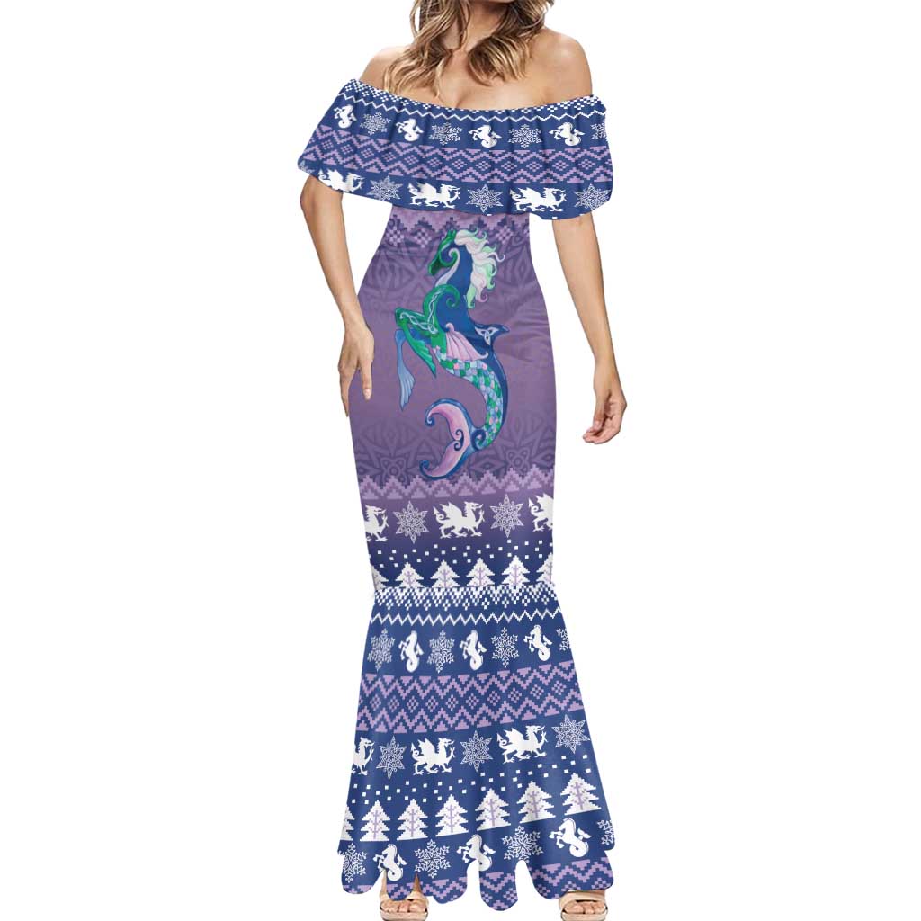 Carmarthenshire Wales Christmas Mermaid Dress Heraldic Sea-Horse Celtic Design - Wonder Print Shop