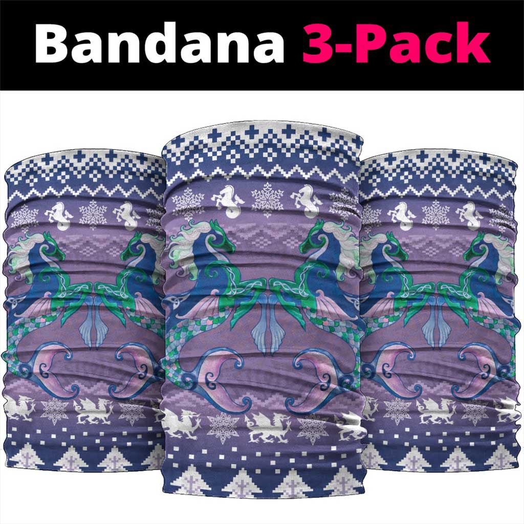 Carmarthenshire Wales Christmas Neck Gaiter Heraldic Sea-Horse Celtic Design - Wonder Print Shop