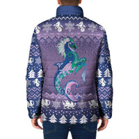 Carmarthenshire Wales Christmas Padded Jacket Heraldic Sea-Horse Celtic Design - Wonder Print Shop