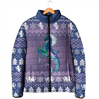 Carmarthenshire Wales Christmas Padded Jacket Heraldic Sea-Horse Celtic Design - Wonder Print Shop