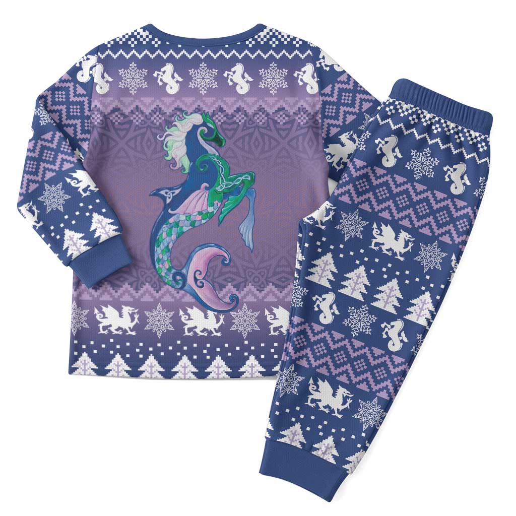 Carmarthenshire Wales Christmas Pajama Set Heraldic Sea-Horse Celtic Design - Wonder Print Shop