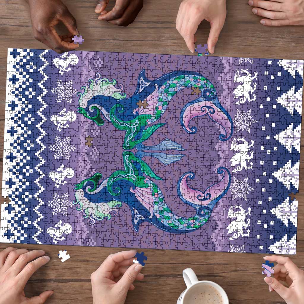 Carmarthenshire Wales Christmas Puzzle Heraldic Sea-Horse Celtic Design - Wonder Print Shop