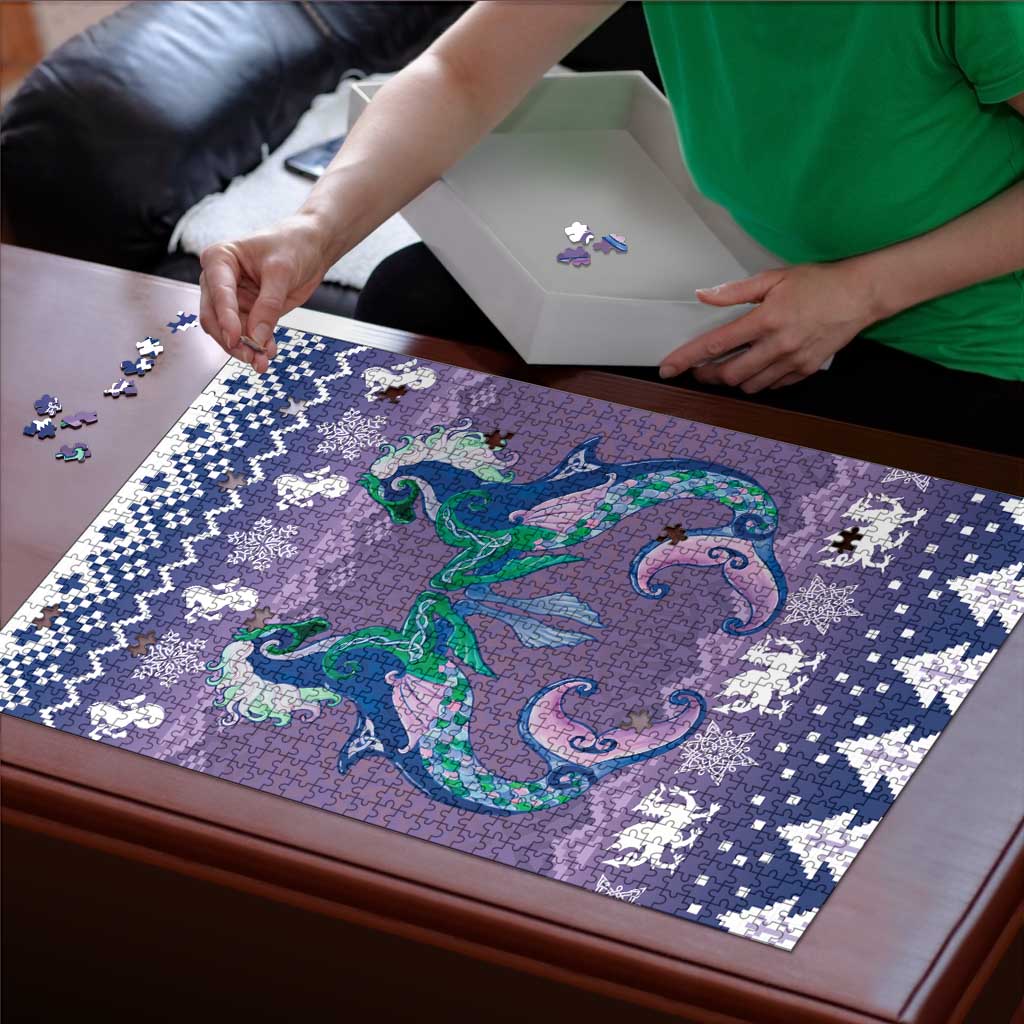 Carmarthenshire Wales Christmas Puzzle Heraldic Sea-Horse Celtic Design - Wonder Print Shop