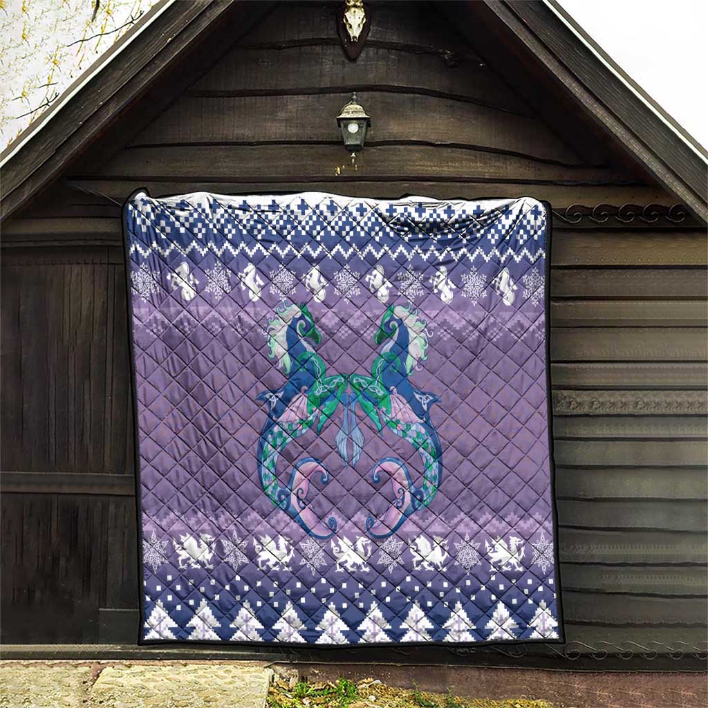 Carmarthenshire Wales Christmas Quilt Heraldic Sea-Horse Celtic Design - Wonder Print Shop