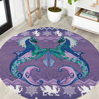 Carmarthenshire Wales Christmas Round Carpet Heraldic Sea-Horse Celtic Design - Wonder Print Shop