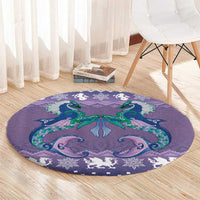 Carmarthenshire Wales Christmas Round Carpet Heraldic Sea-Horse Celtic Design - Wonder Print Shop
