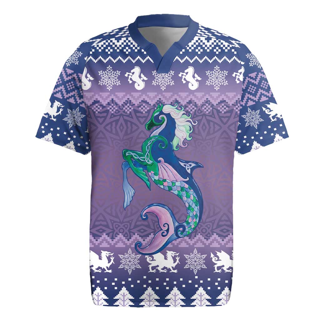 Carmarthenshire Wales Christmas Rugby Jersey Heraldic Sea-Horse Celtic Design - Wonder Print Shop