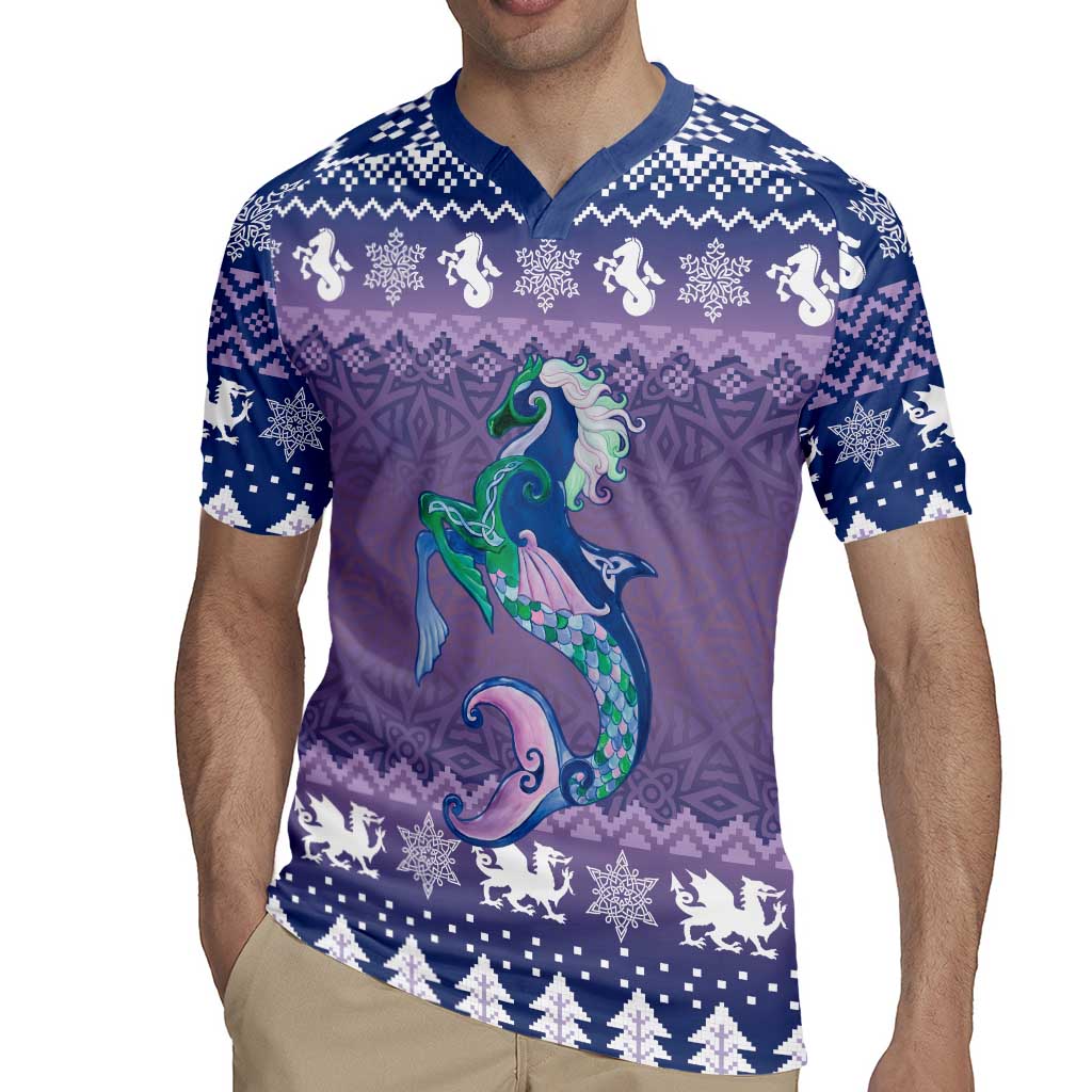 Carmarthenshire Wales Christmas Rugby Jersey Heraldic Sea-Horse Celtic Design - Wonder Print Shop