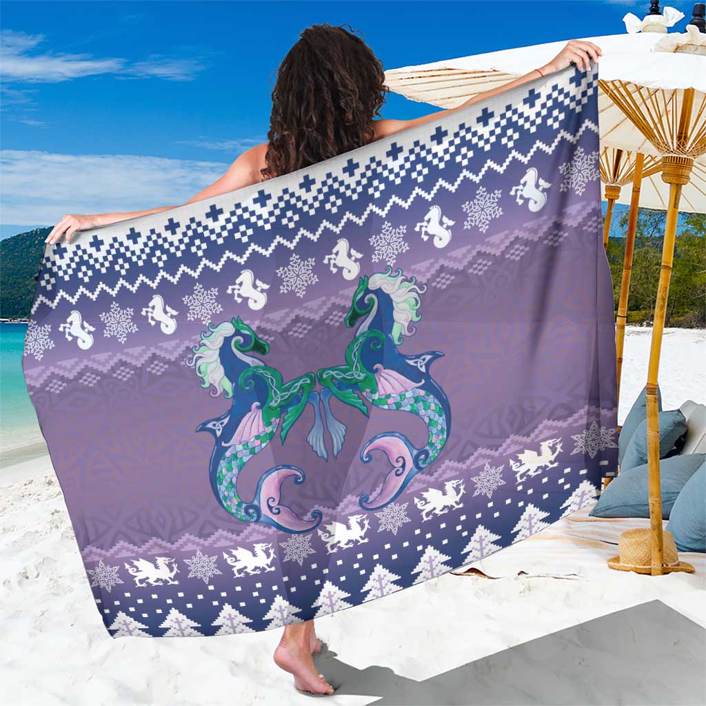 Carmarthenshire Wales Christmas Sarong Heraldic Sea-Horse Celtic Design - Wonder Print Shop
