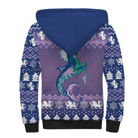 Carmarthenshire Wales Christmas Sherpa Hoodie Heraldic Sea-Horse Celtic Design - Wonder Print Shop
