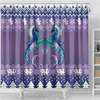 Carmarthenshire Wales Christmas Shower Curtain Heraldic Sea-Horse Celtic Design - Wonder Print Shop