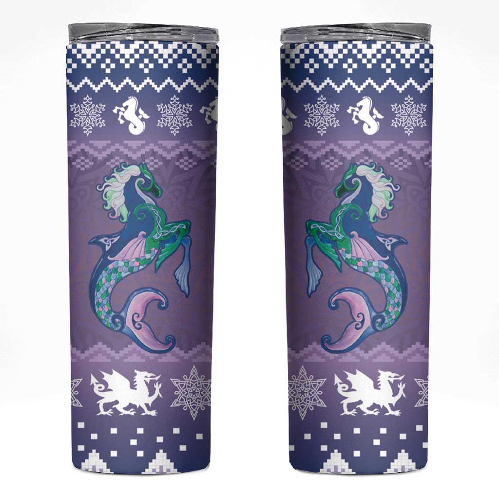 Carmarthenshire Wales Christmas Skinny Tumbler Heraldic Sea-Horse Celtic Design - Wonder Print Shop