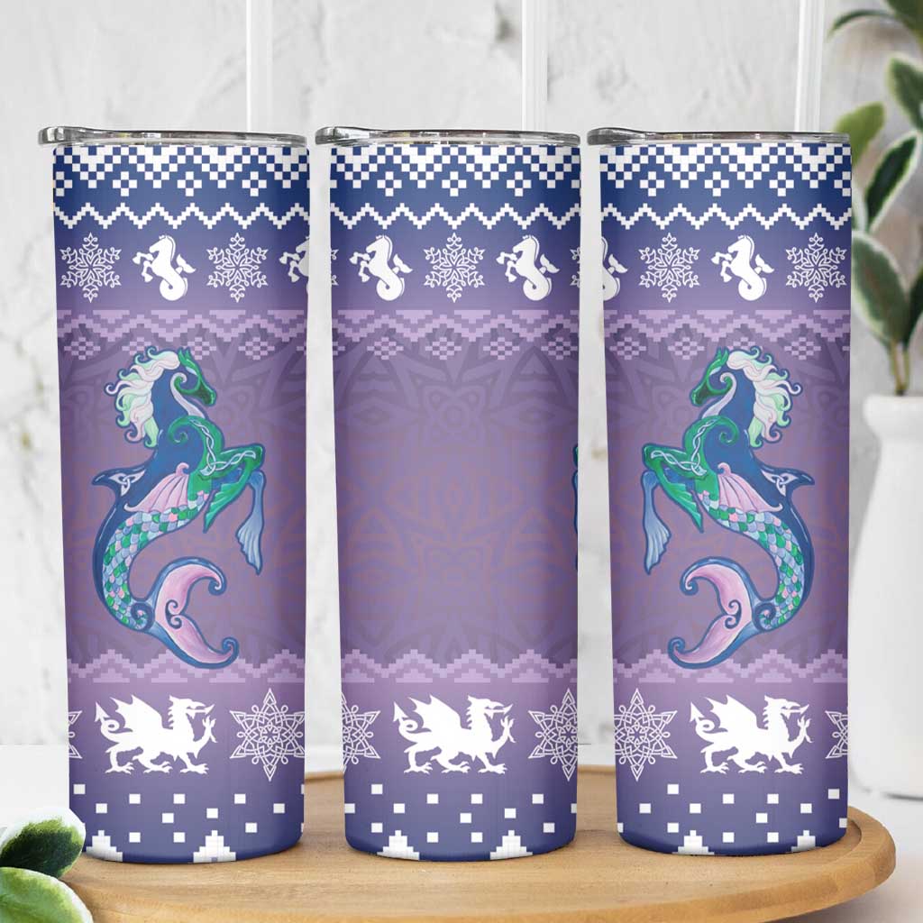 Carmarthenshire Wales Christmas Skinny Tumbler Heraldic Sea-Horse Celtic Design - Wonder Print Shop