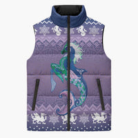Carmarthenshire Wales Christmas Sleeveless Puffer Jacket Heraldic Sea-Horse Celtic Design - Wonder Print Shop