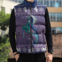 Carmarthenshire Wales Christmas Sleeveless Puffer Jacket Heraldic Sea-Horse Celtic Design - Wonder Print Shop