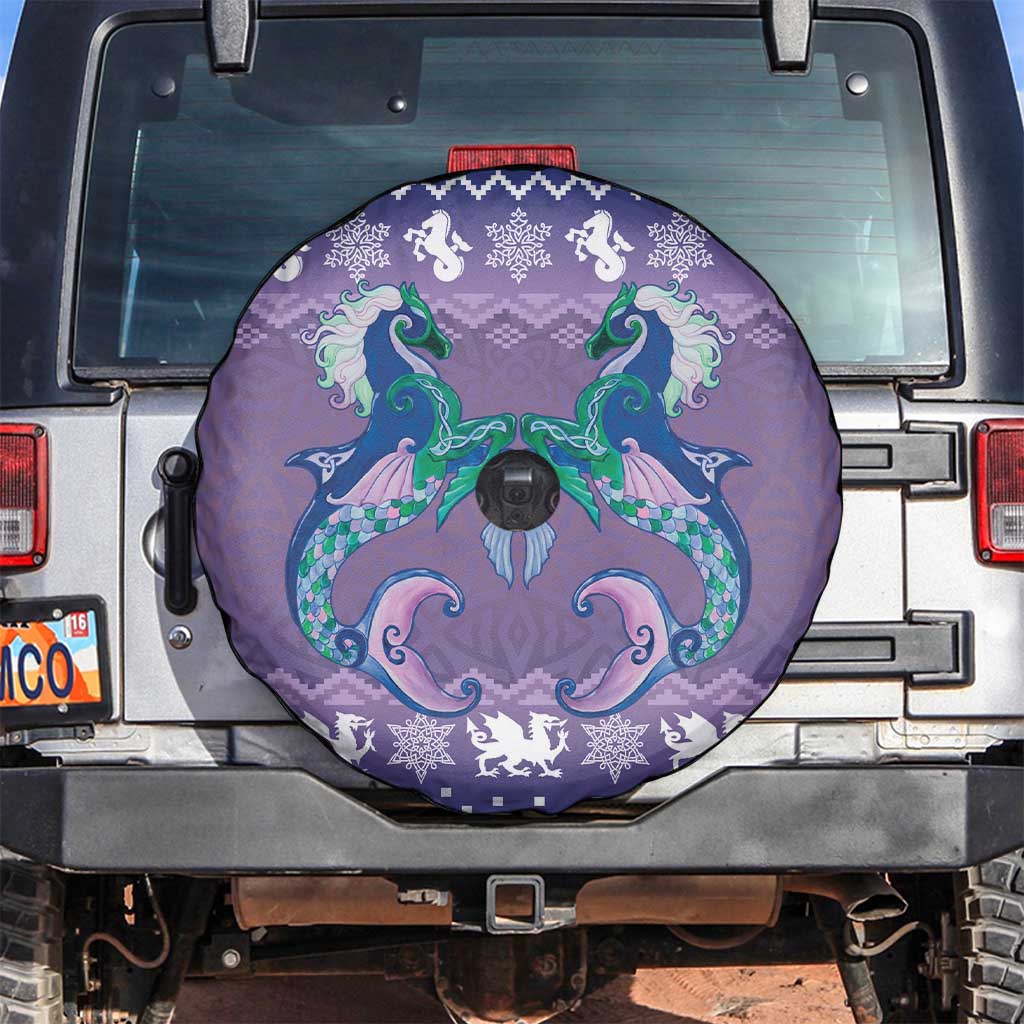 Carmarthenshire Wales Christmas Spare Tire Cover Heraldic Sea-Horse Celtic Design - Wonder Print Shop