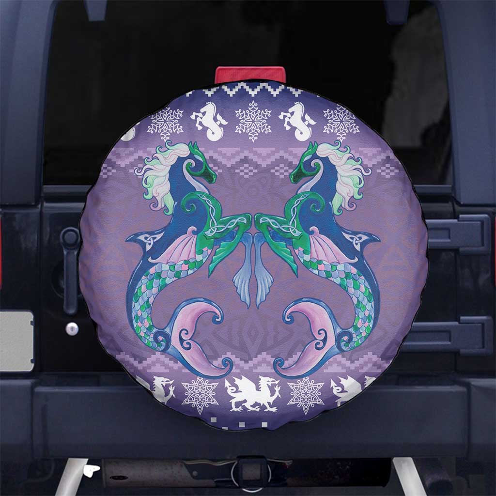 Carmarthenshire Wales Christmas Spare Tire Cover Heraldic Sea-Horse Celtic Design - Wonder Print Shop