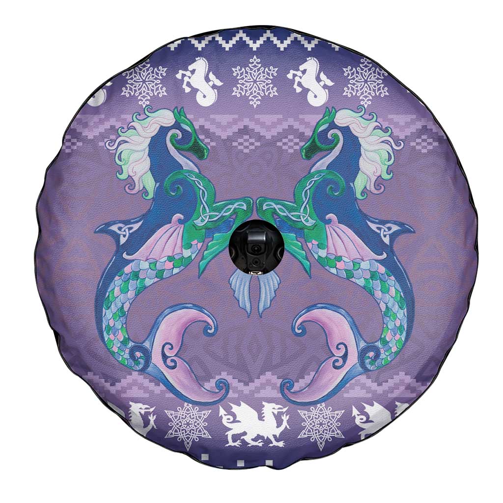 Carmarthenshire Wales Christmas Spare Tire Cover Heraldic Sea-Horse Celtic Design - Wonder Print Shop