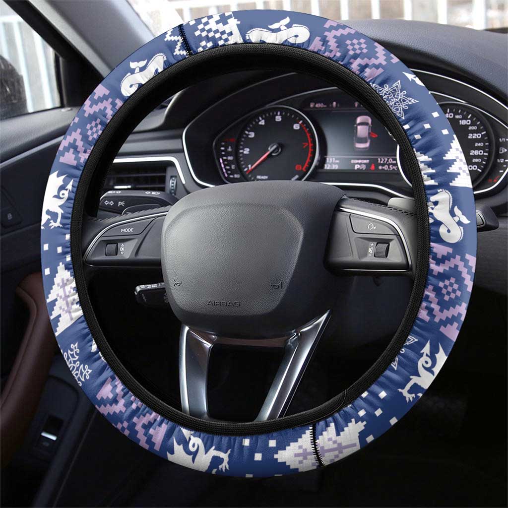 Carmarthenshire Wales Christmas Steering Wheel Cover Heraldic Sea-Horse Celtic Design - Wonder Print Shop