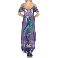Carmarthenshire Wales Christmas Summer Maxi Dress Heraldic Sea-Horse Celtic Design - Wonder Print Shop