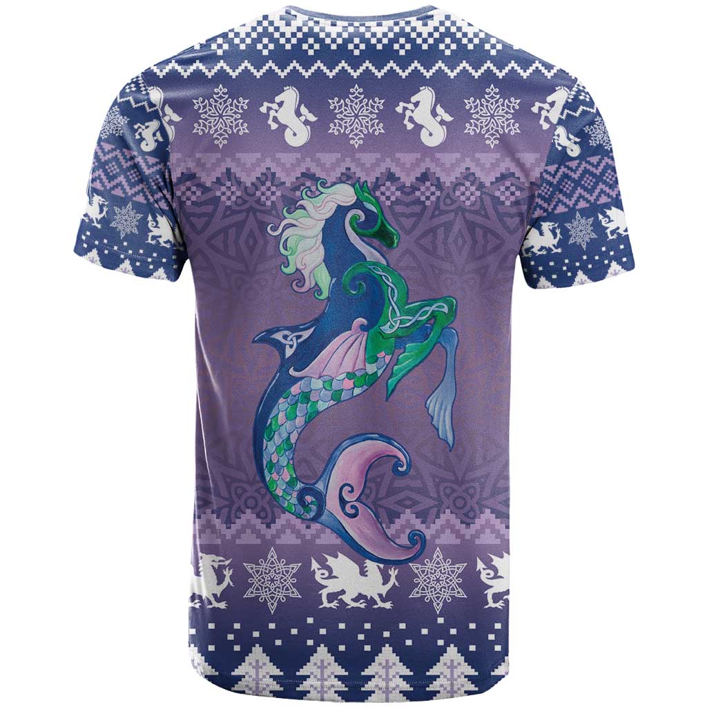 Carmarthenshire Wales Christmas T Shirt Heraldic Sea-Horse Celtic Design - Wonder Print Shop