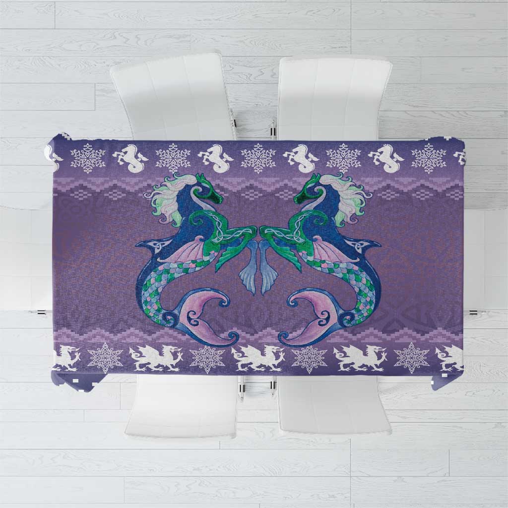 Carmarthenshire Wales Christmas Tablecloth Heraldic Sea-Horse Celtic Design - Wonder Print Shop