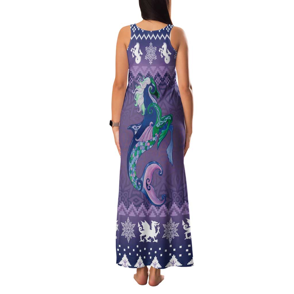 Carmarthenshire Wales Christmas Tank Maxi Dress Heraldic Sea-Horse Celtic Design - Wonder Print Shop