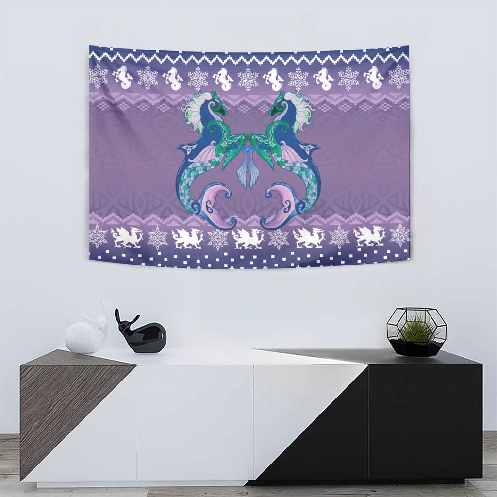 Carmarthenshire Wales Christmas Tapestry Heraldic Sea-Horse Celtic Design - Wonder Print Shop