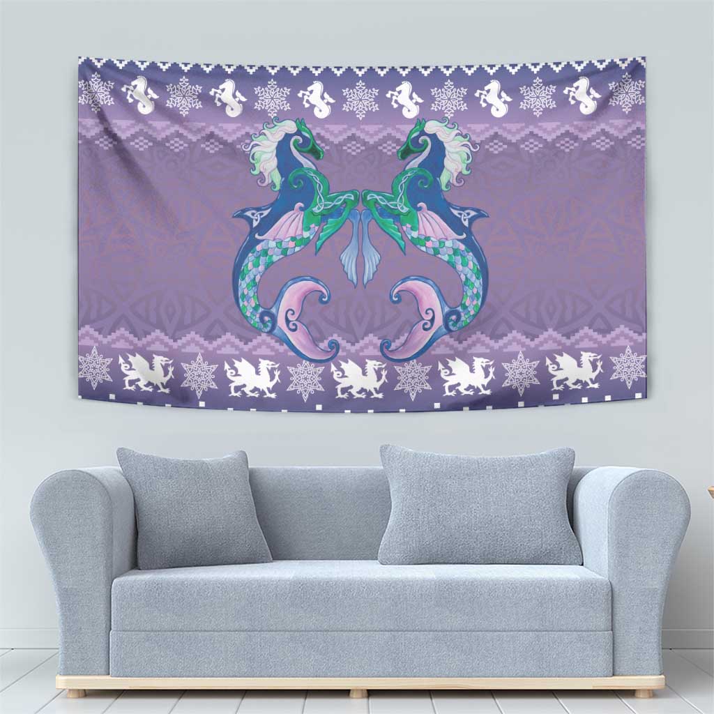 Carmarthenshire Wales Christmas Tapestry Heraldic Sea-Horse Celtic Design - Wonder Print Shop