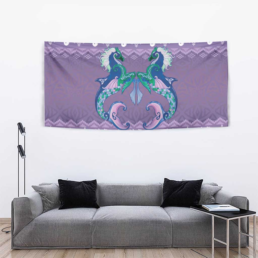 Carmarthenshire Wales Christmas Tapestry Heraldic Sea-Horse Celtic Design - Wonder Print Shop