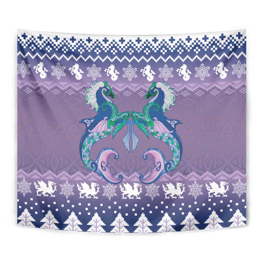 Carmarthenshire Wales Christmas Tapestry Heraldic Sea-Horse Celtic Design - Wonder Print Shop