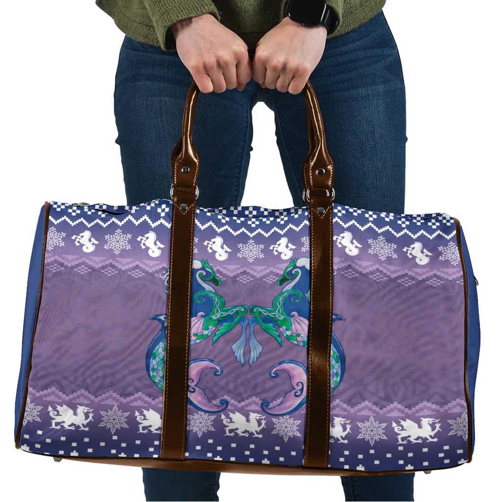 Carmarthenshire Wales Christmas Travel Bag Heraldic Sea-Horse Celtic Design - Wonder Print Shop