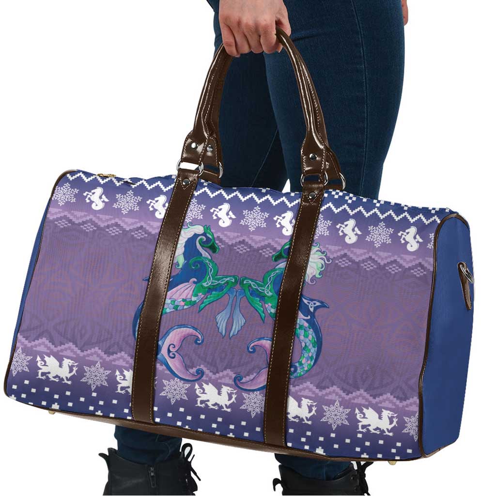 Carmarthenshire Wales Christmas Travel Bag Heraldic Sea-Horse Celtic Design - Wonder Print Shop