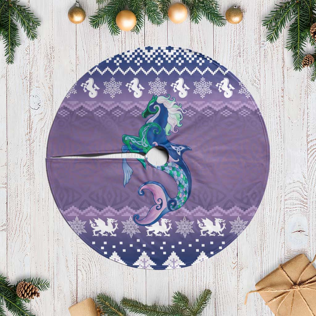 Carmarthenshire Wales Christmas Tree Skirt Heraldic Sea-Horse Celtic Design - Wonder Print Shop