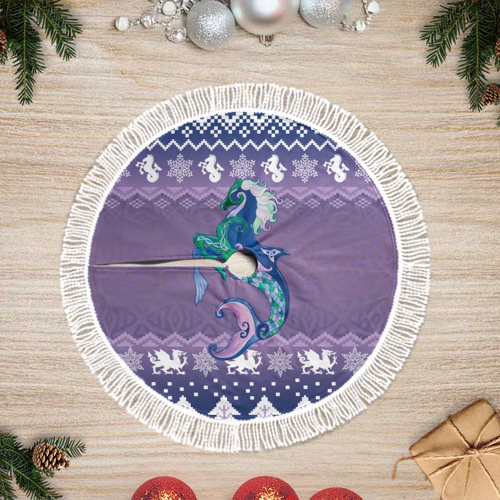 Carmarthenshire Wales Christmas Tree Skirt Heraldic Sea-Horse Celtic Design - Wonder Print Shop