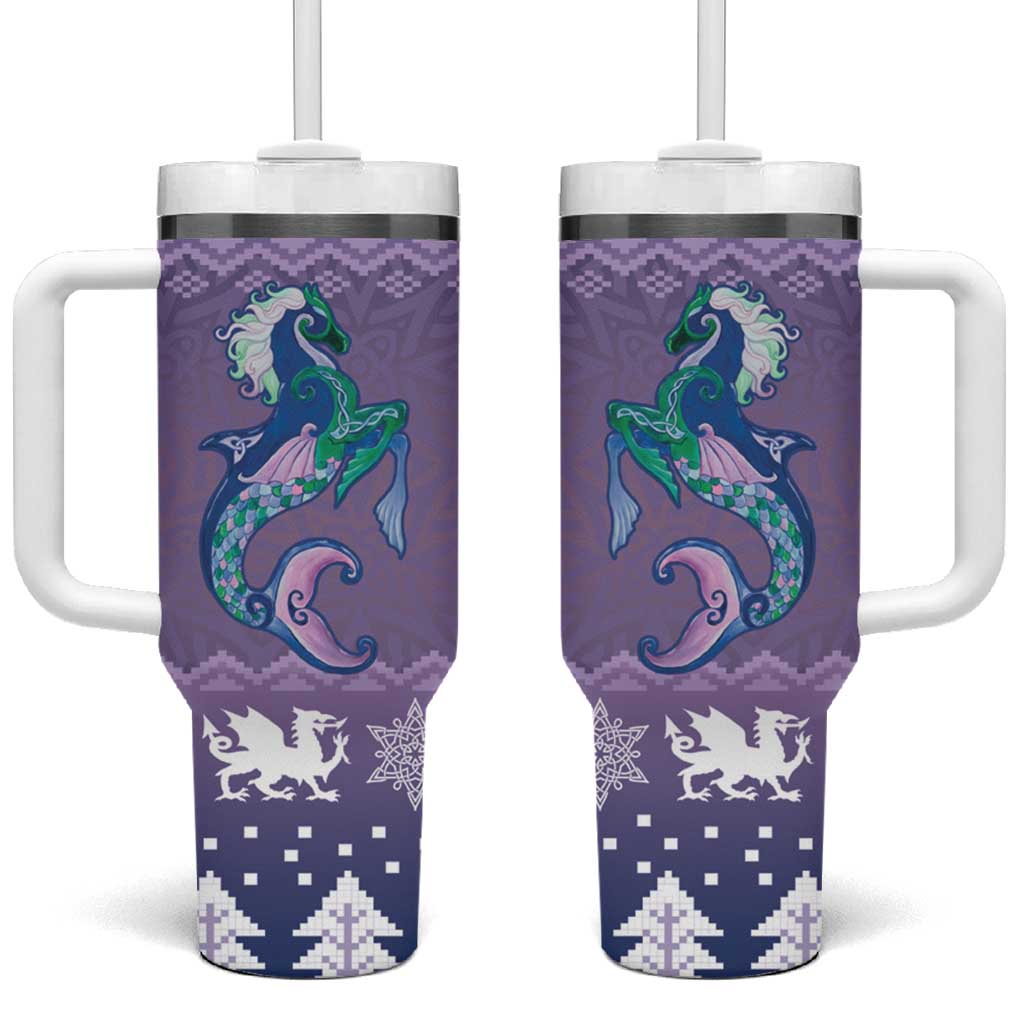 Carmarthenshire Wales Christmas Tumbler With Handle Heraldic Sea-Horse Celtic Design - Wonder Print Shop