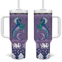 Carmarthenshire Wales Christmas Tumbler With Handle Heraldic Sea-Horse Celtic Design - Wonder Print Shop