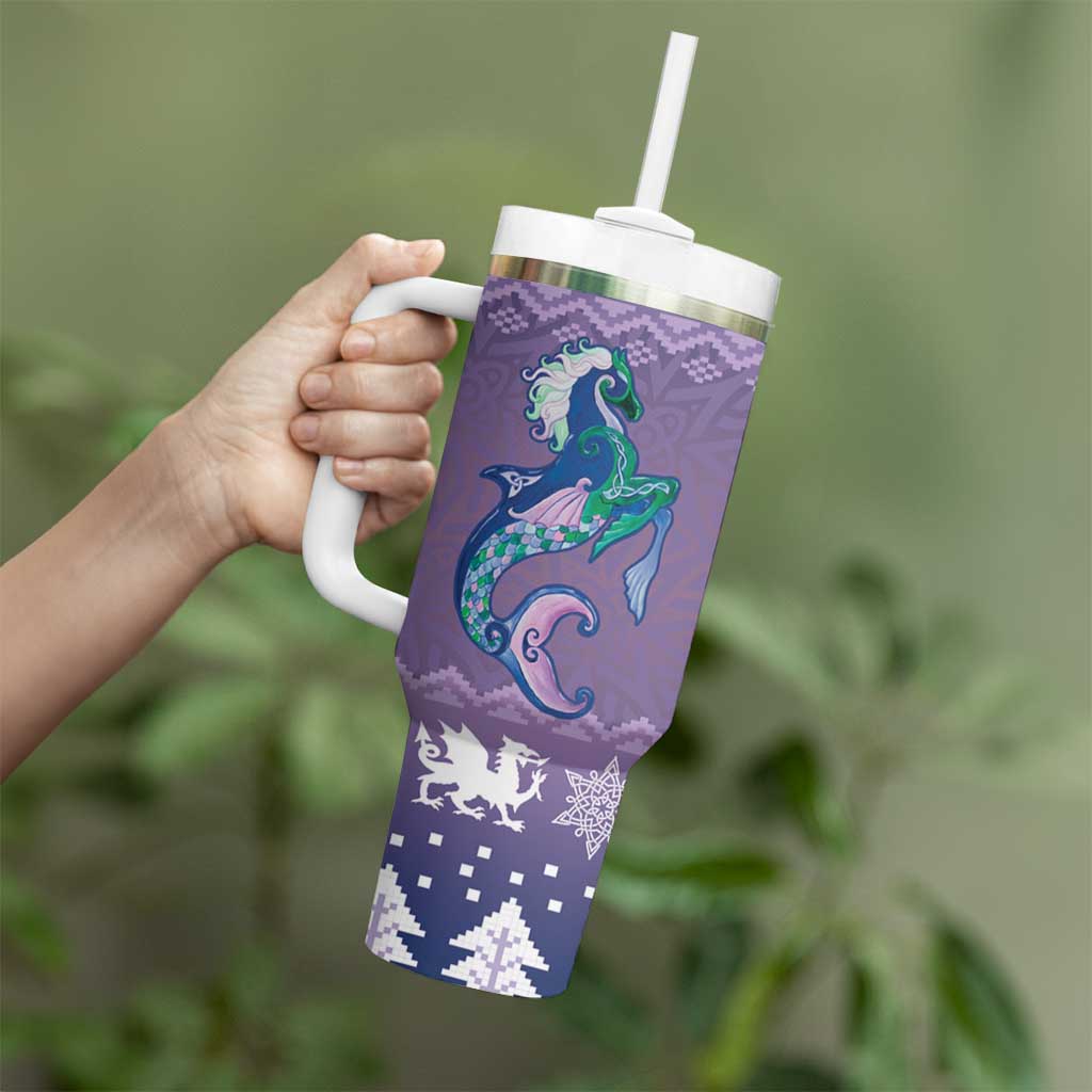 Carmarthenshire Wales Christmas Tumbler With Handle Heraldic Sea-Horse Celtic Design - Wonder Print Shop