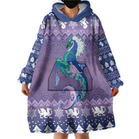 Carmarthenshire Wales Christmas Wearable Blanket Hoodie Heraldic Sea-Horse Celtic Design - Wonder Print Shop