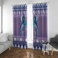 Carmarthenshire Wales Christmas Window Curtain Heraldic Sea-Horse Celtic Design - Wonder Print Shop