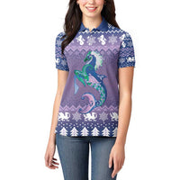 Carmarthenshire Wales Christmas Women Polo Shirt Heraldic Sea-Horse Celtic Design - Wonder Print Shop