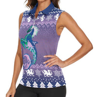 Carmarthenshire Wales Christmas Women Sleeveless Polo Shirt Heraldic Sea-Horse Celtic Design - Wonder Print Shop