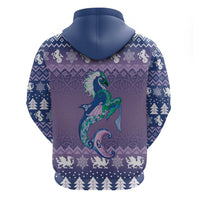 Carmarthenshire Wales Christmas Zip Hoodie Heraldic Sea-Horse Celtic Design - Wonder Print Shop
