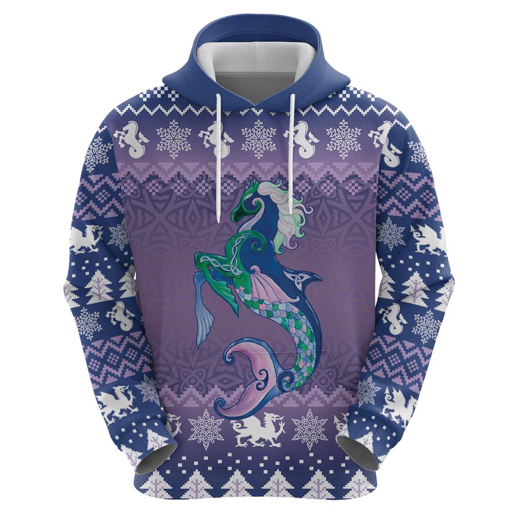 Carmarthenshire Wales Christmas Zip Hoodie Heraldic Sea-Horse Celtic Design - Wonder Print Shop