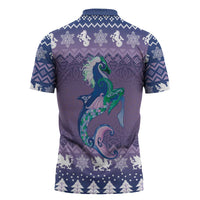 Carmarthenshire Wales Christmas Zipper Polo Shirt Heraldic Sea-Horse Celtic Design - Wonder Print Shop