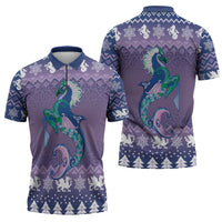 Carmarthenshire Wales Christmas Zipper Polo Shirt Heraldic Sea-Horse Celtic Design - Wonder Print Shop